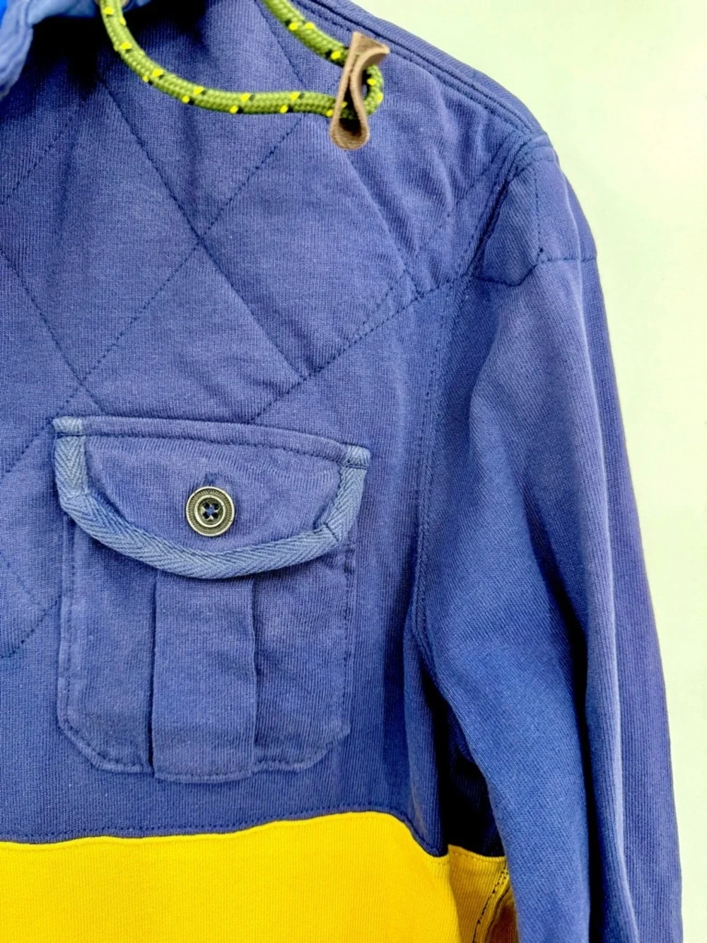 POLO RALPH LAUREN Colorblock Quilted Anorak Hoodie Blue Yellow
